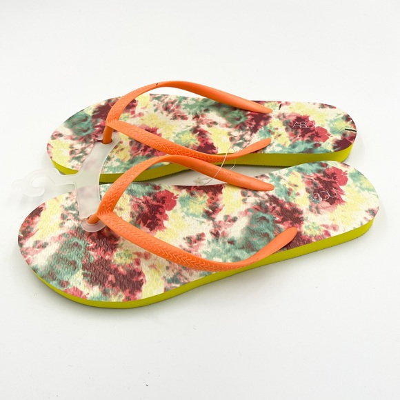 Yellow & Orange Tie Dye Flip Flops - Picture 3 of 7